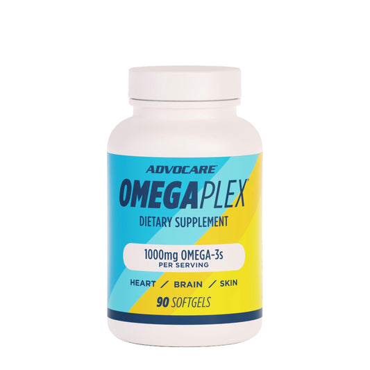AdvoCare OmegaPlex bottle showing 1000 mg omega-3 per serving