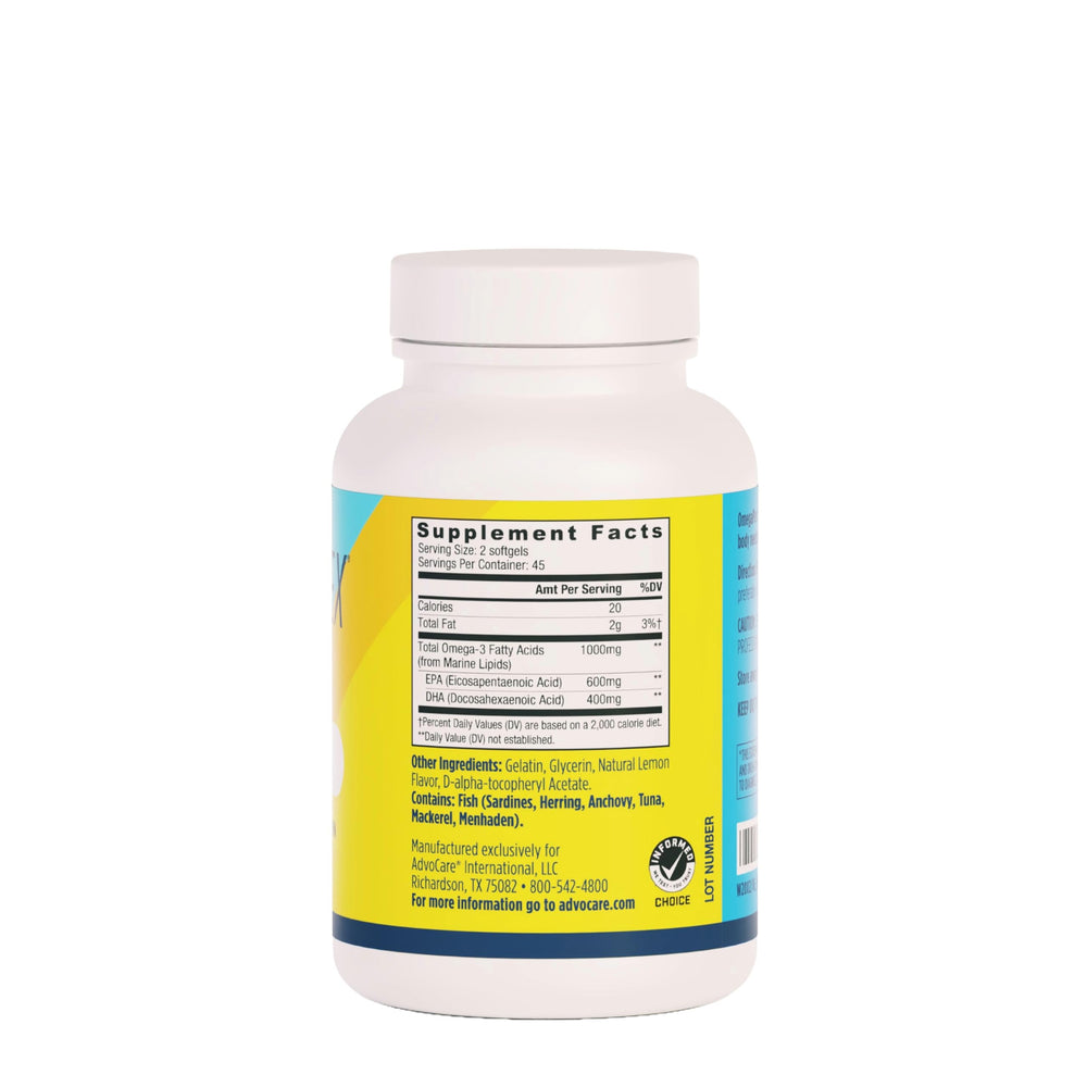 OmegaPlex packaging highlighting 600 mg EPA and 400 mg DHA per serving