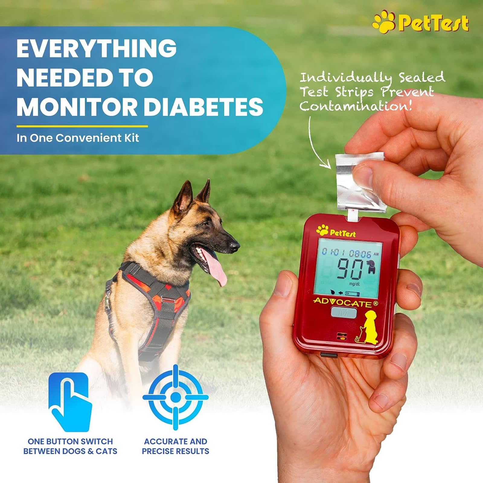 Advocate PetTest battery pack ensures meter readiness during travel