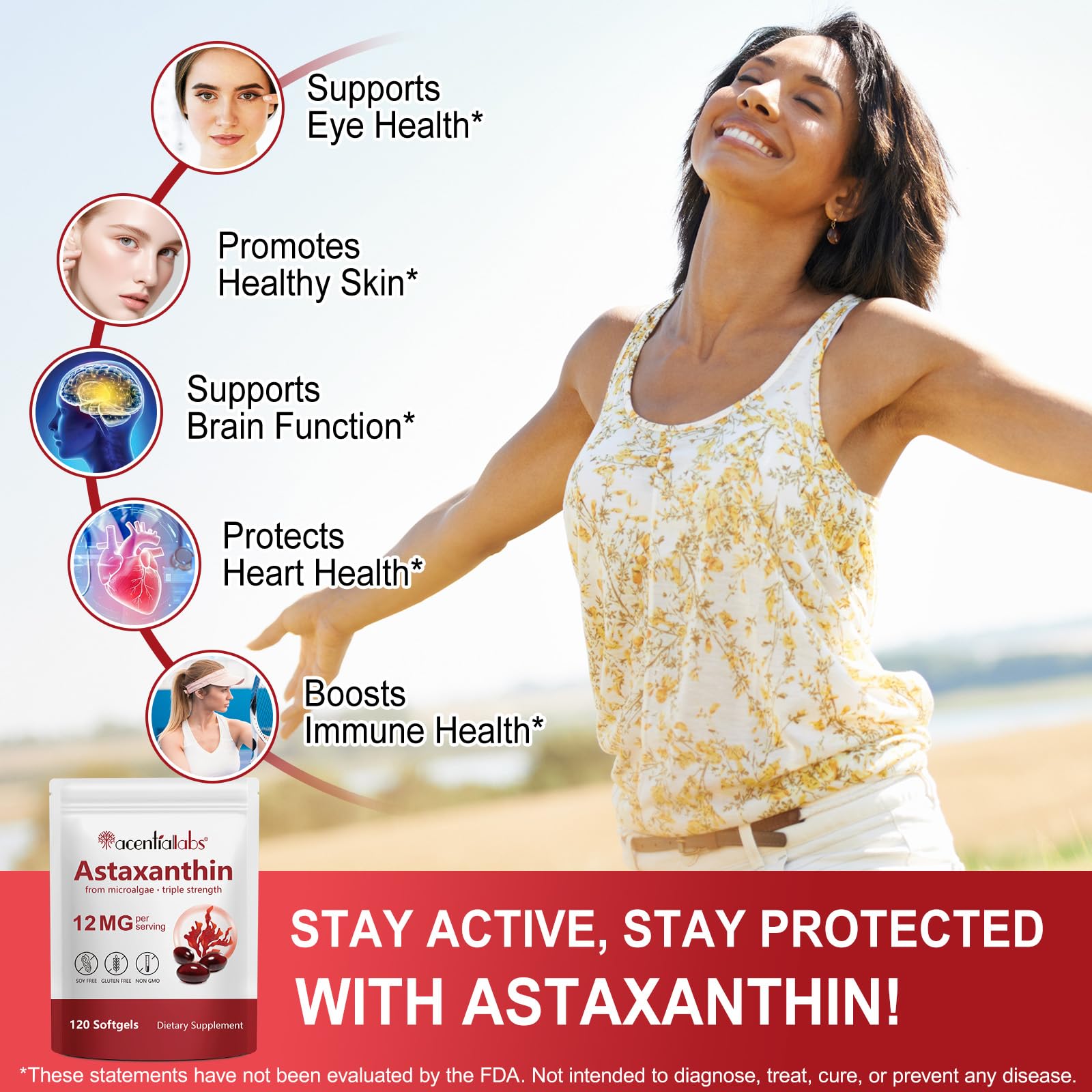 Non-GMO gluten-free dairy-free astaxanthin capsule product image