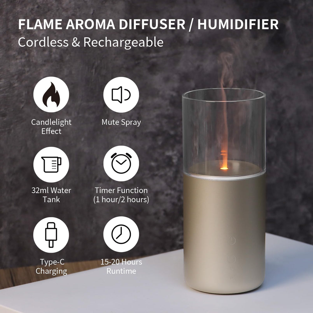 Cordless diffuser with 32ml capacity and night light