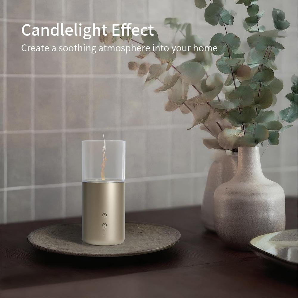 Portable diffuser shown in car and desk settings