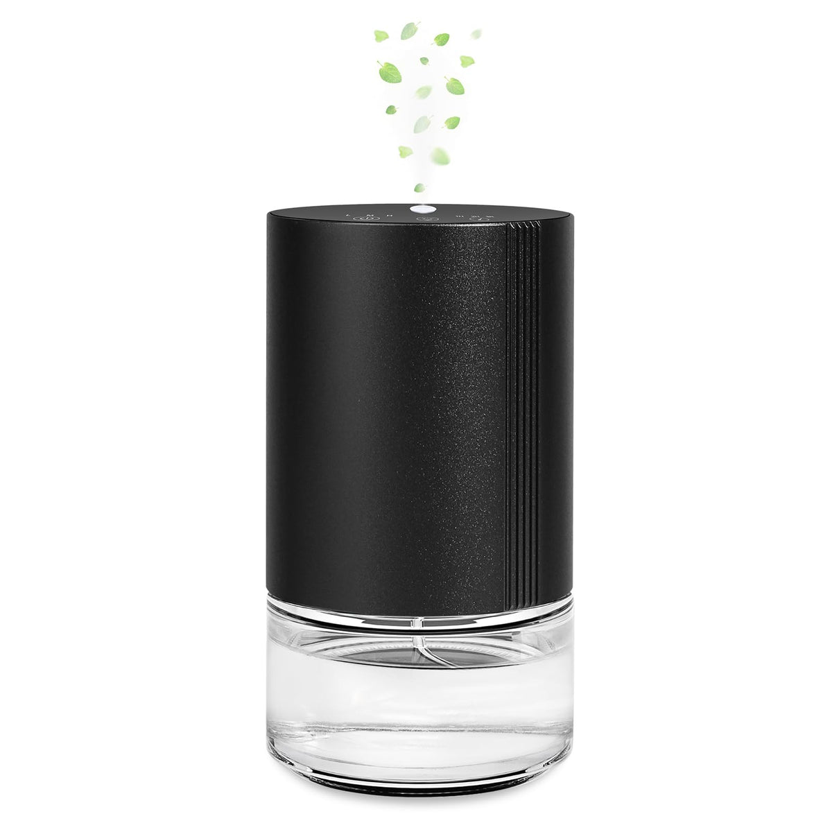 Aeeteek diffuser black front view, cordless operation for quiet home fragrance.