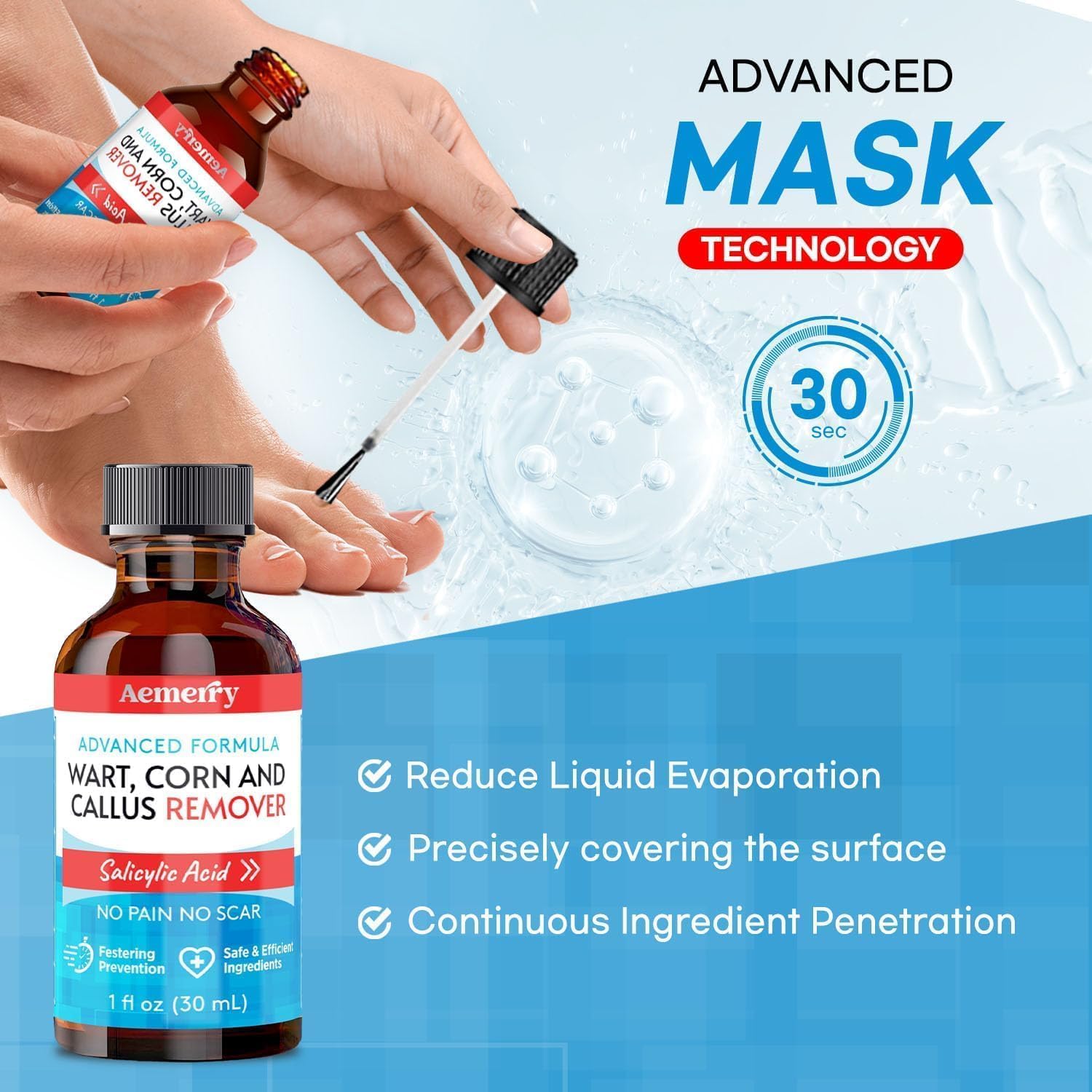 Aemerry 30-second-protective-film forms over corn or callus.
