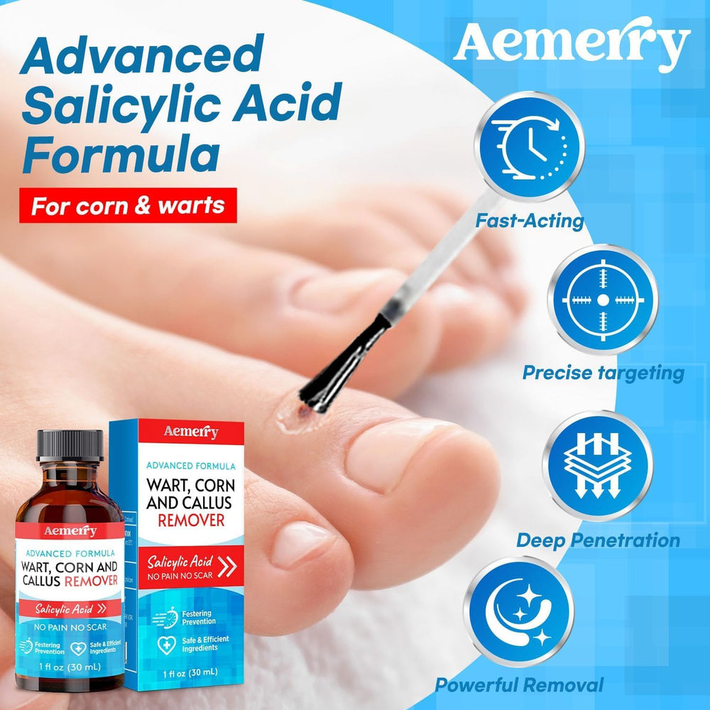 Aemerry plantar-wart-remover showcases rapid action on affected skin.