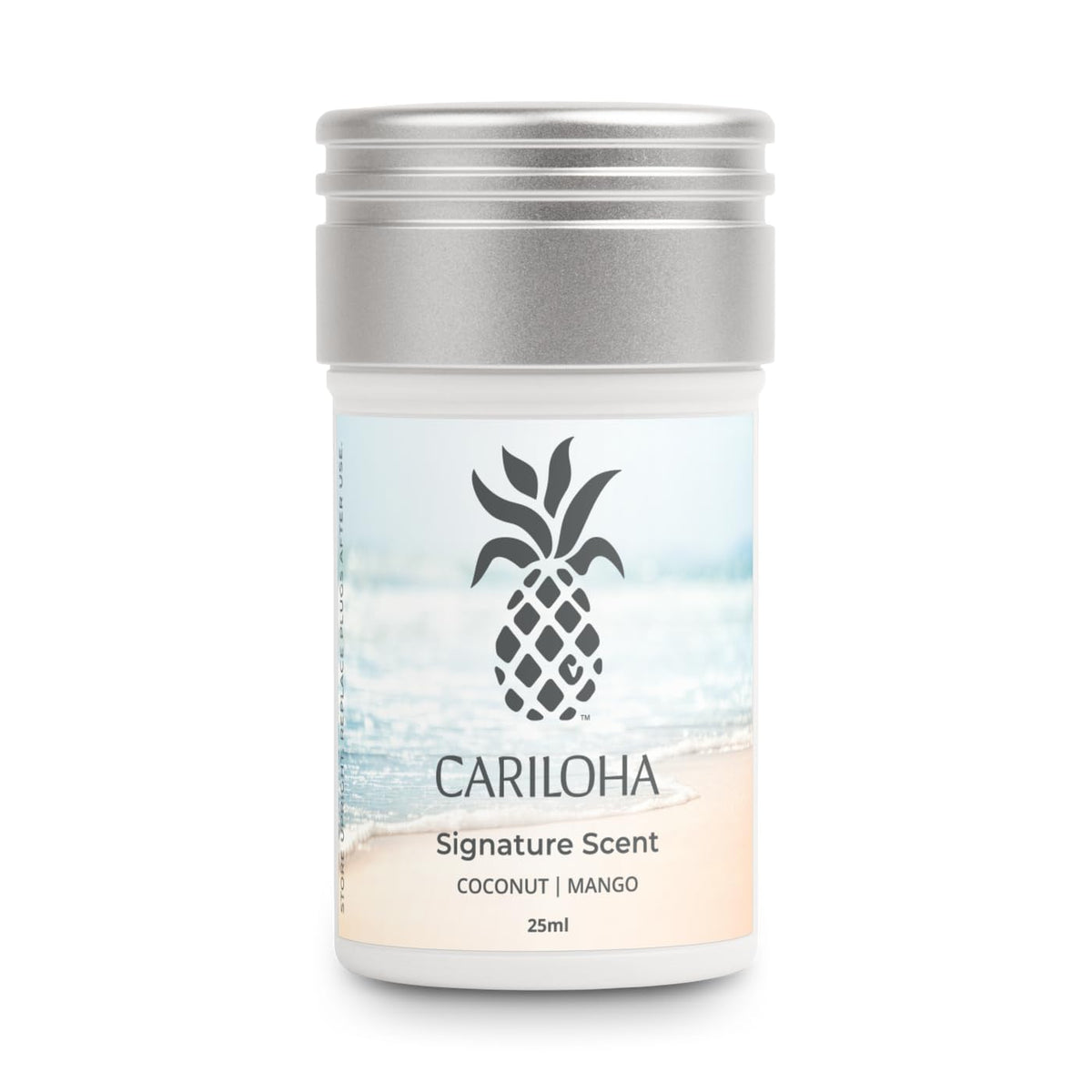 Aera Cariloha Signature fragrance bottle with mango coconut notes for tropical home ambiance.