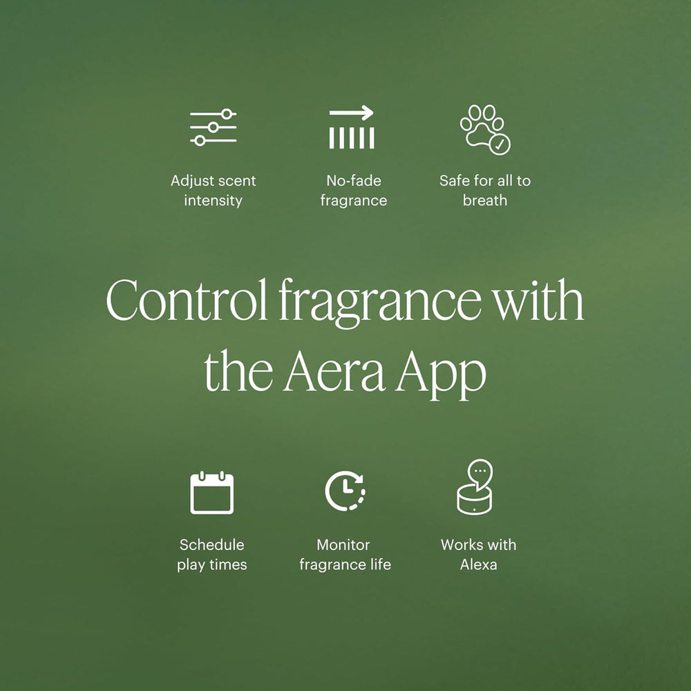 Aera diffuser with the Citrus and Sage refill attached for adjustable scent control.