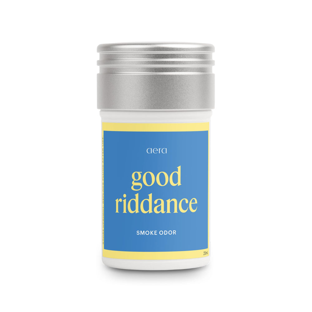 Aera Good Riddance Smoke Odor bottle close-up for fresh air scent and odor control