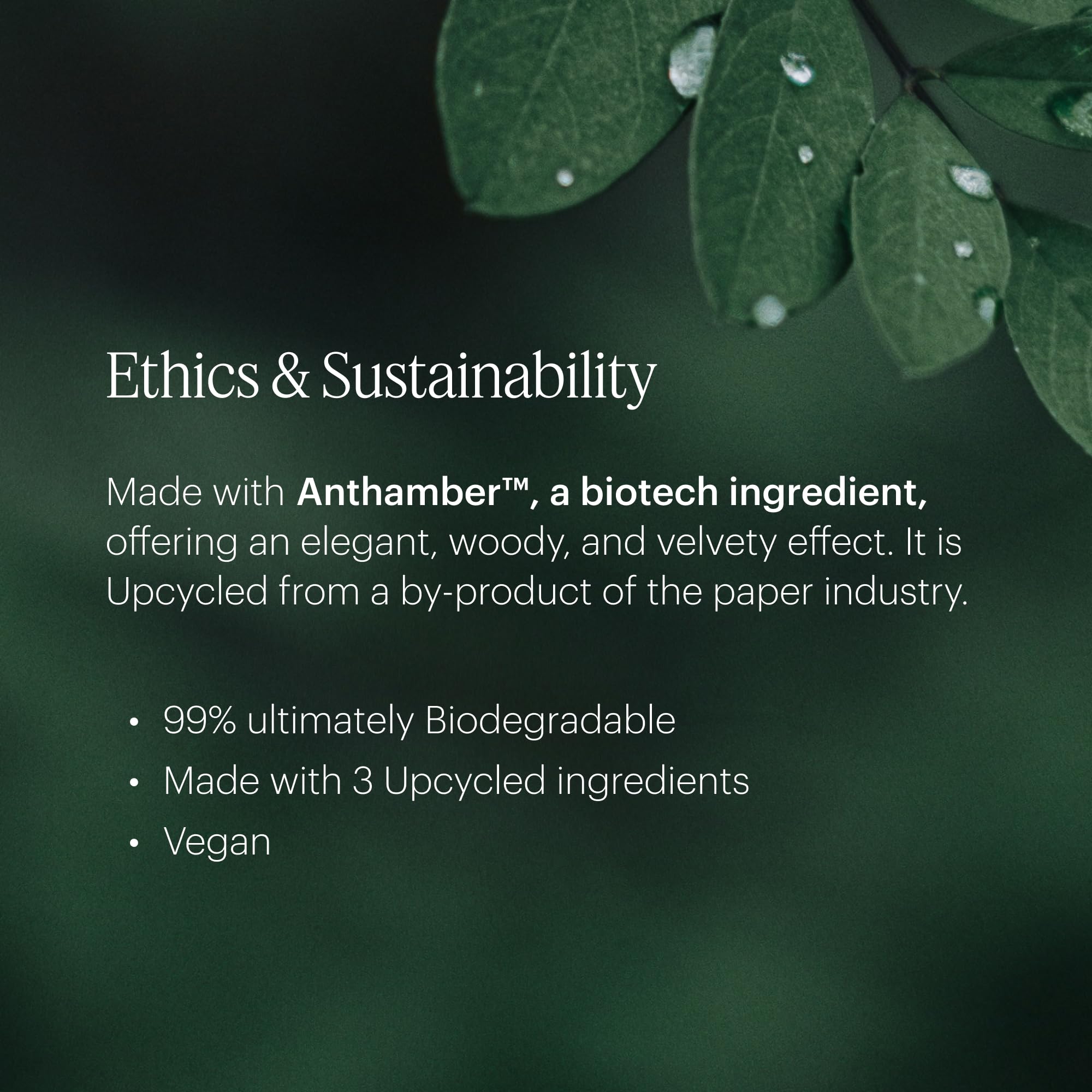 Biodegradable, VOC-free formula highlighting clean ingredients