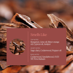 Notes of sandalwood, balsam, oud with lime and bitter orange visualization