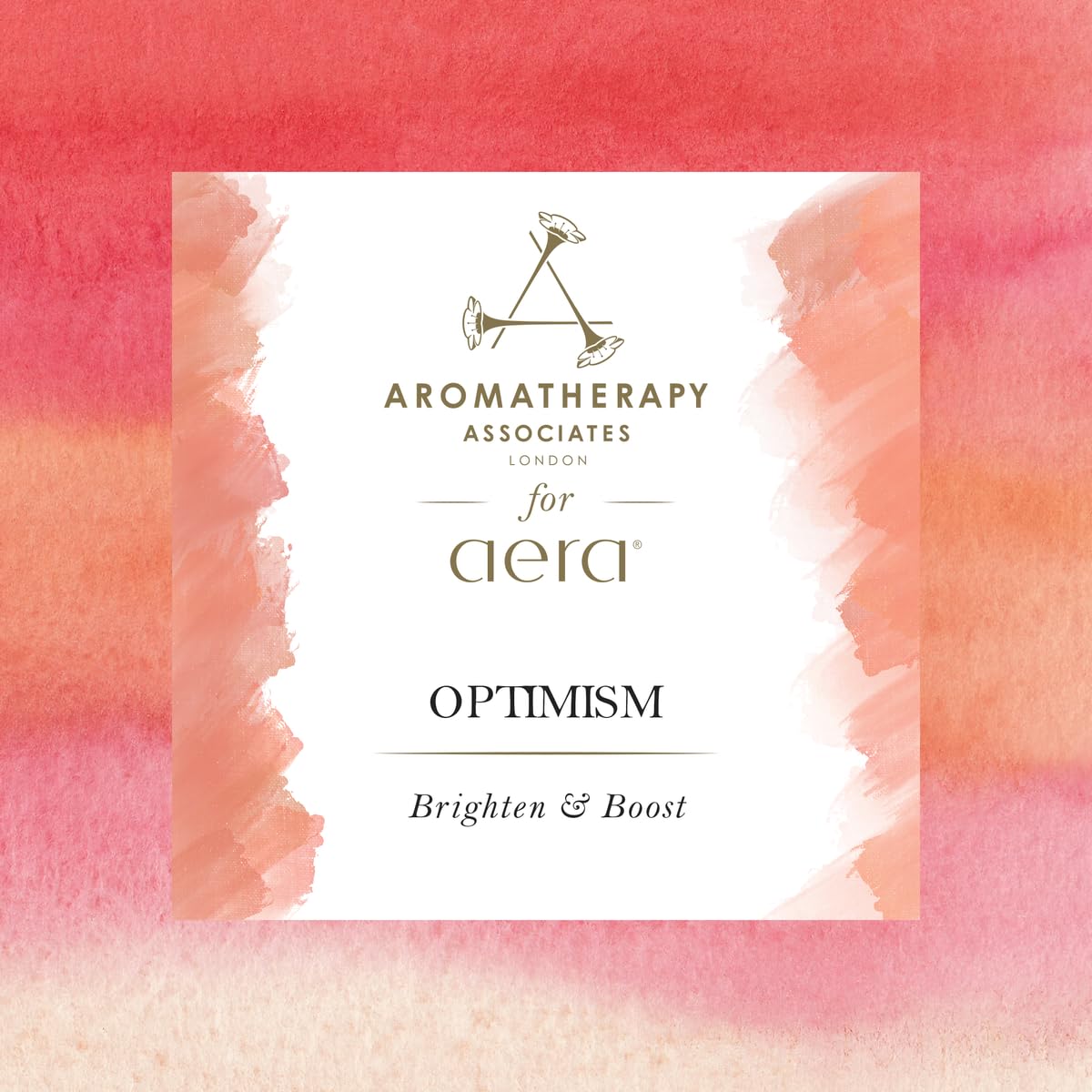 Close-up of Aera optimism aromatherapy refill showing bergamot, rose and basil notes