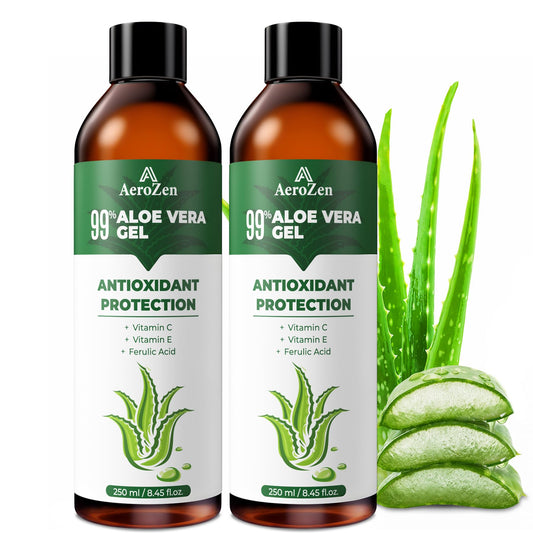 Aero Zen Aloe Gel 2-pack bottle for daily hydration on skin.