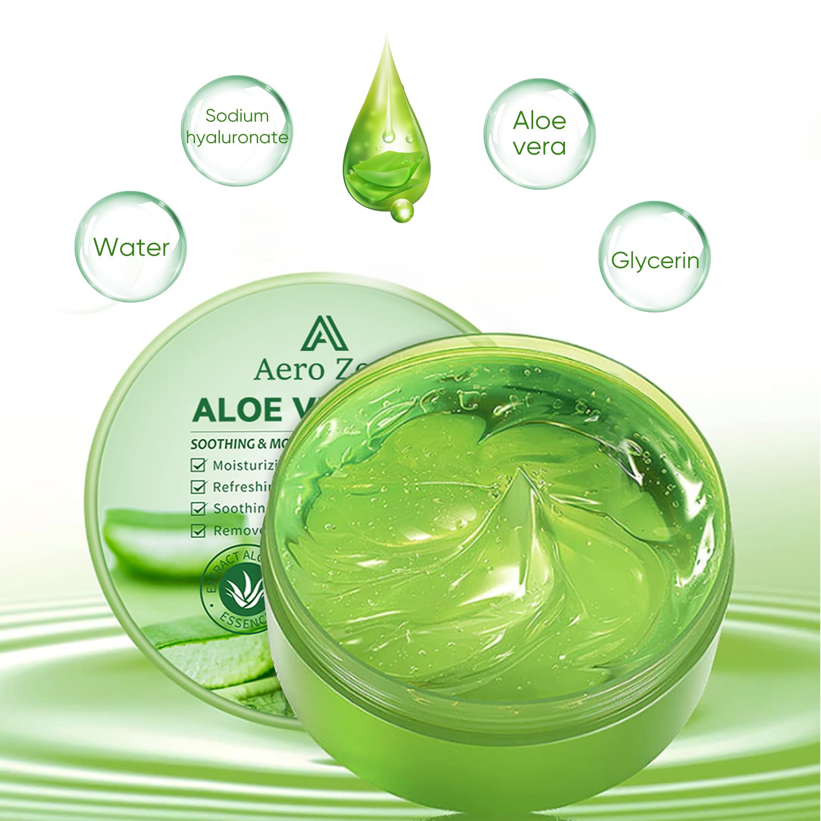 Aero Zen Aloe Gel applied to skin for soothing moisture