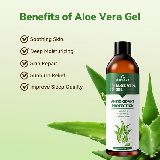 Aero Zen Aloe Gel texture close-up showing smooth, fast-absorbing formula.