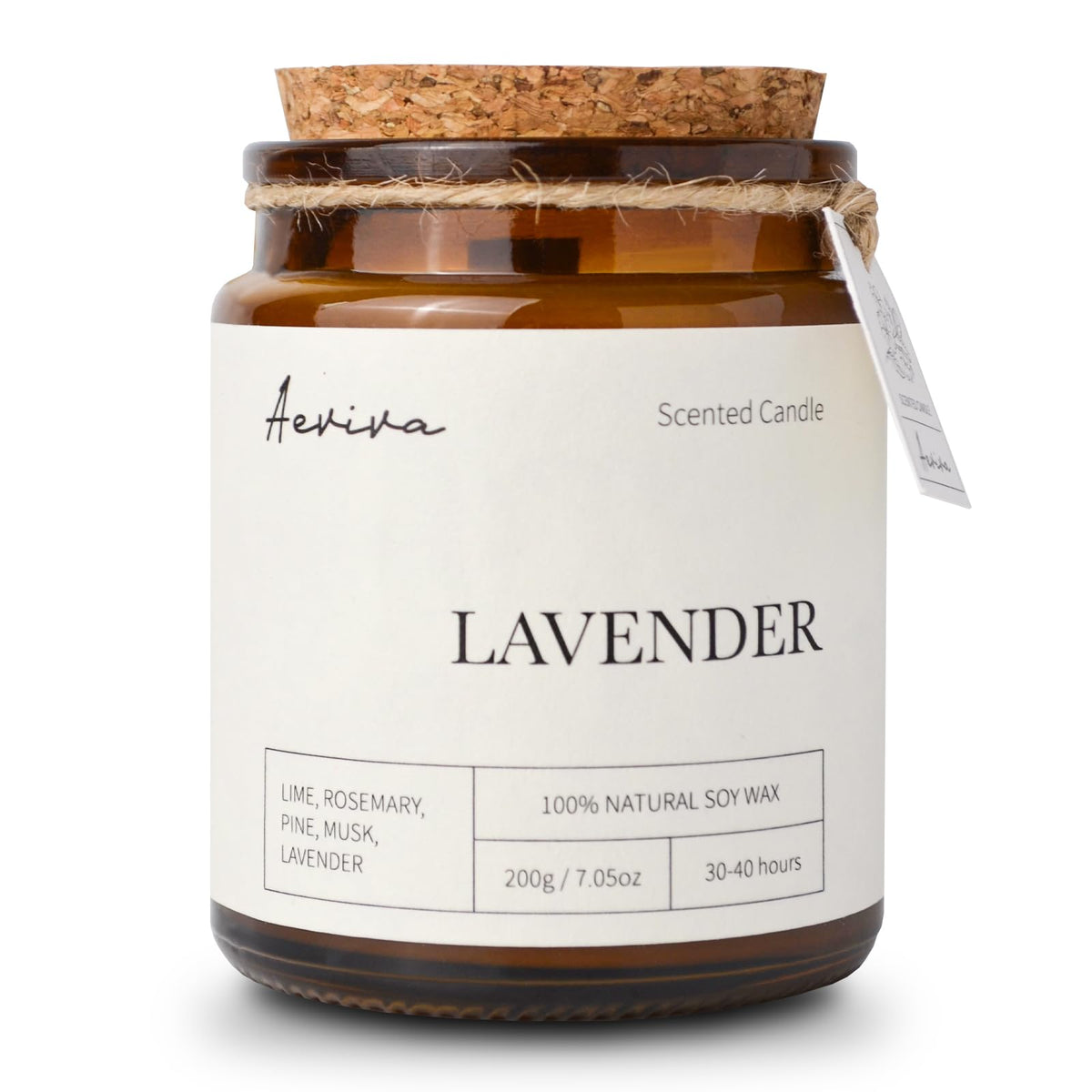 Aeviva amber jar candle front view showing warm apple cinnamon scent benefits