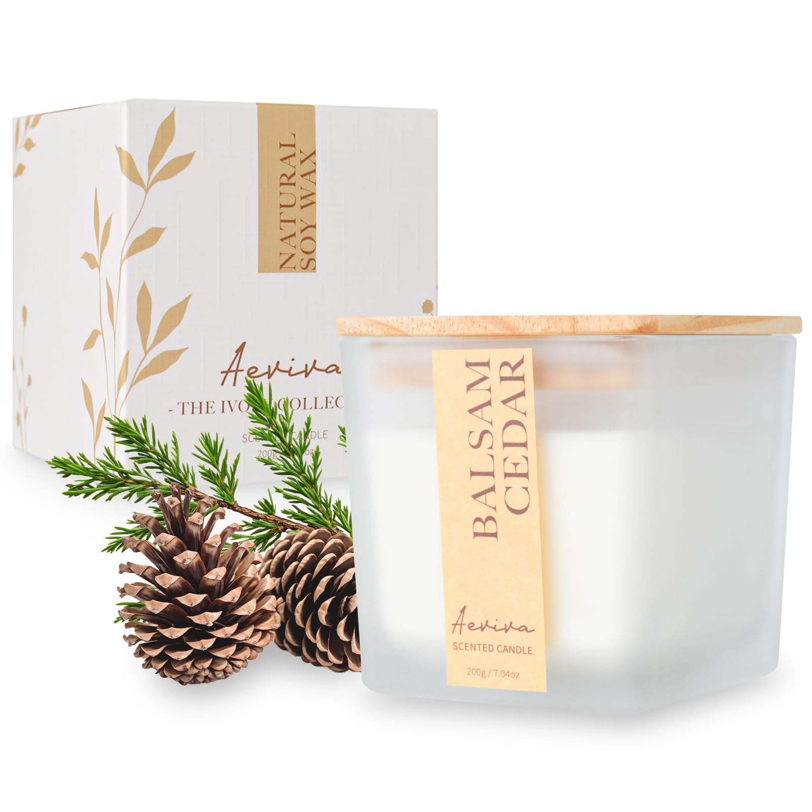 Aeviva balsam cedar candle with wooden wick (7.04 oz)