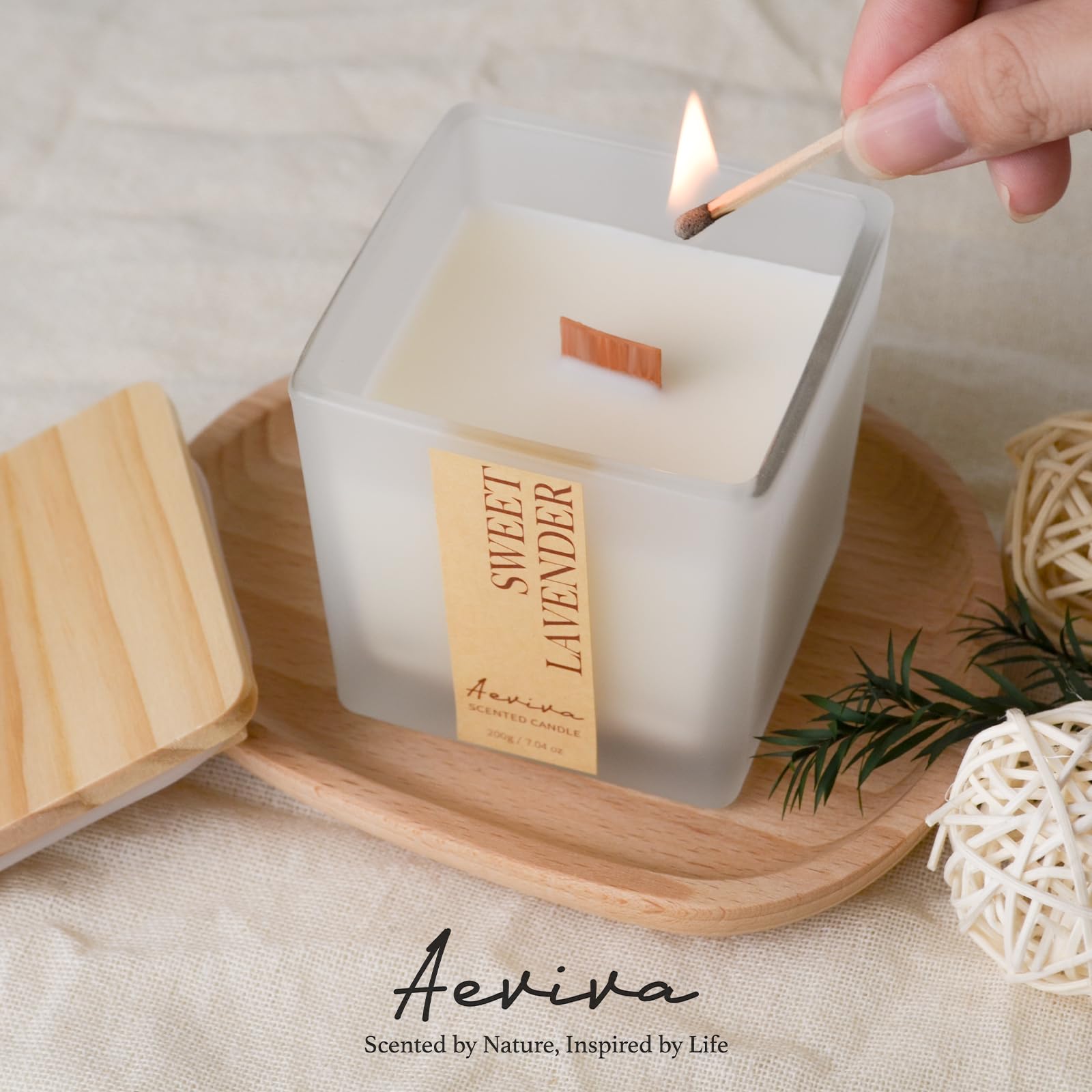 Ivory Collection cube-shaped lavender candle