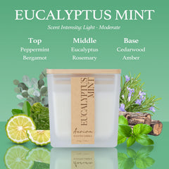 Close-up of Aeviva eucalyptus mint candle label