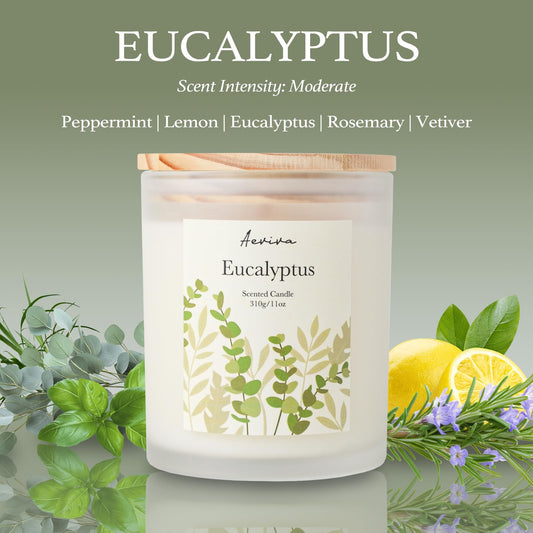 Close-up of the lead-free cotton wick in the eucalyptus candle