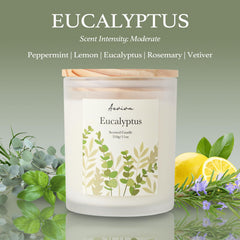 Close-up of the lead-free cotton wick in the eucalyptus candle