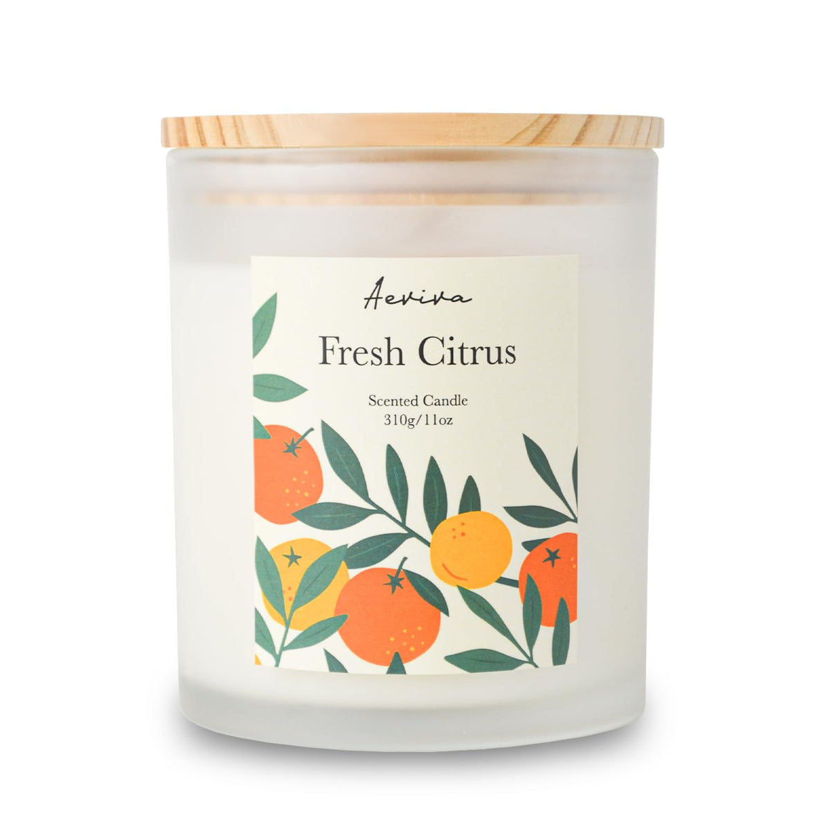 Aeviva Fresh Citrus scented candle 11oz jar front view
