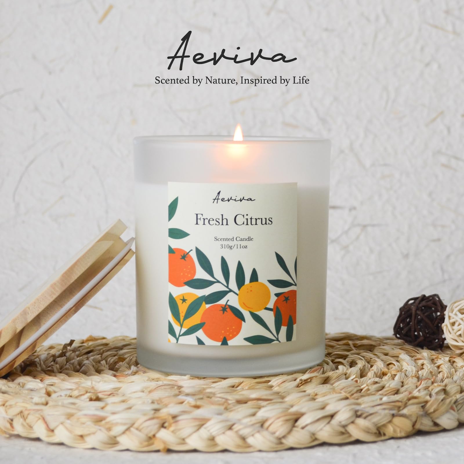 Close-up of natural soy wax texture and citrus aroma