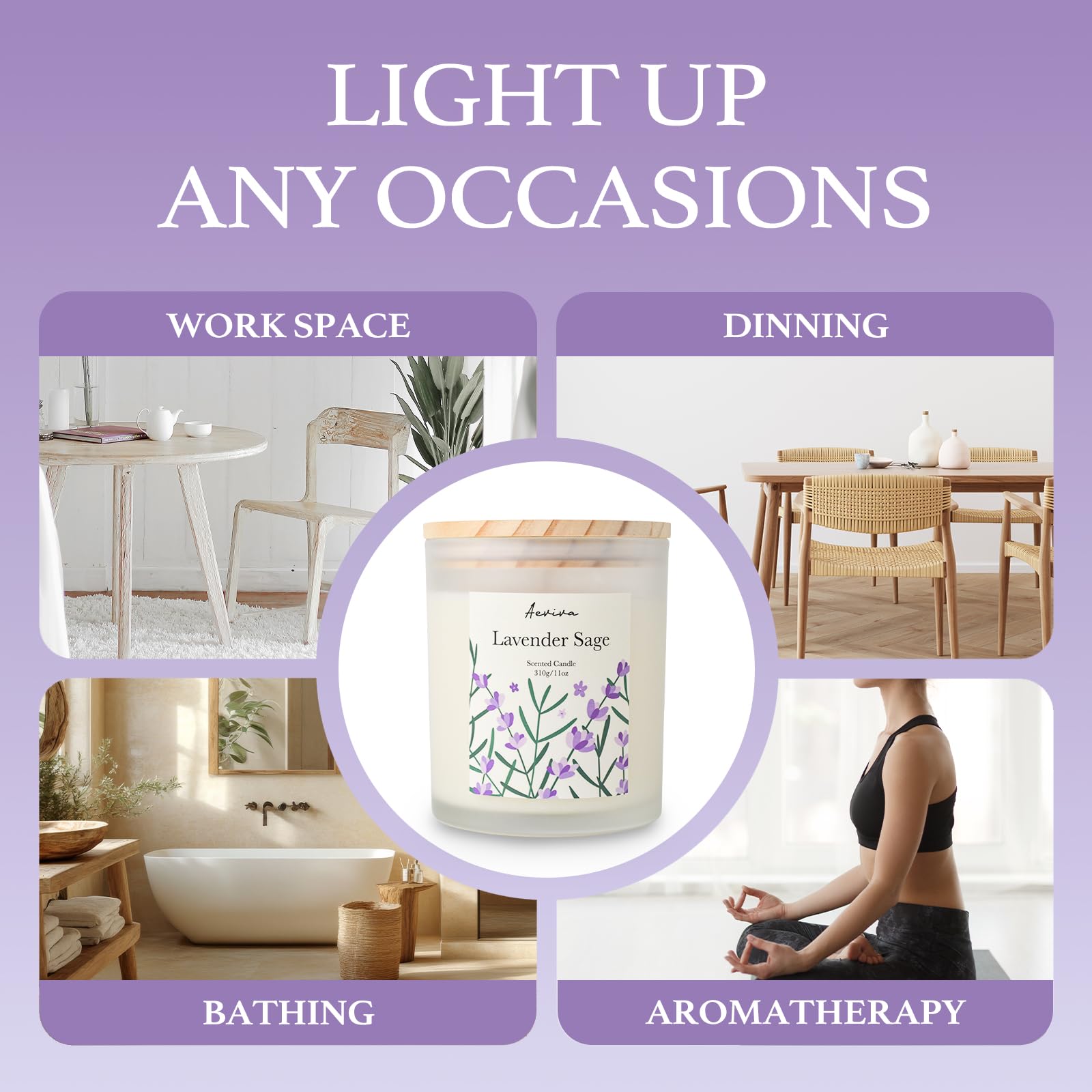 Jar candle showing 50-60 hours burn time label