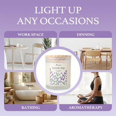 Jar candle showing 50-60 hours burn time label