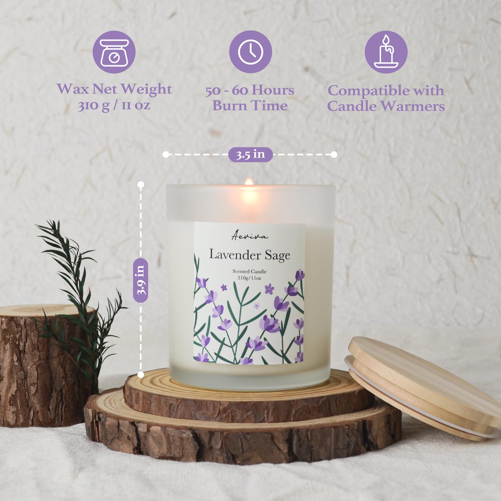 Aeviva Lavender Sage candle in a calming home setting for stress relief