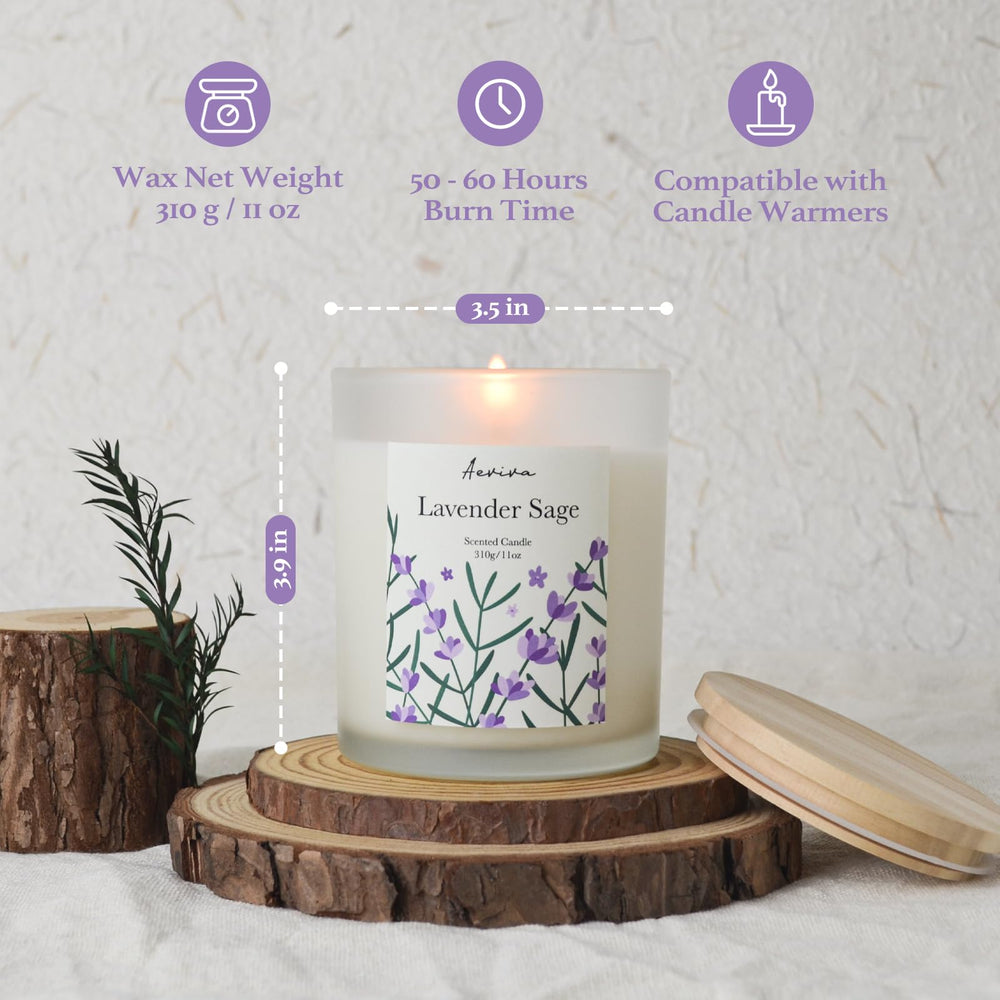 Aeviva Lavender Sage candle in a calming home setting for stress relief