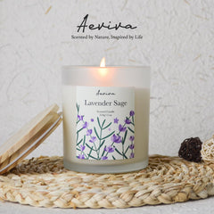 Gift-ready Lavender Sage candle with elegant packaging