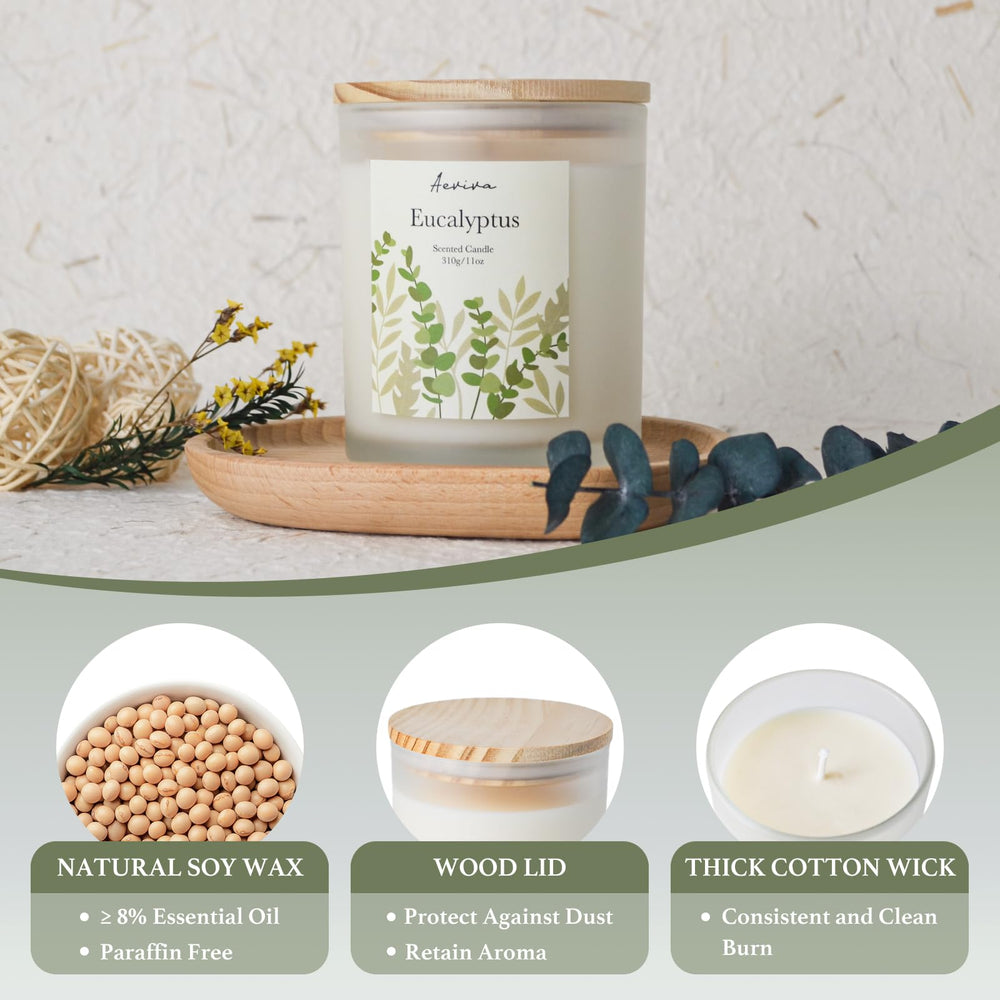 Natural soy wax eucalyptus candle, vegan and non-toxic