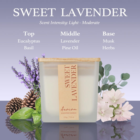 Natural soy wax lavender candle with a crackling wooden wick