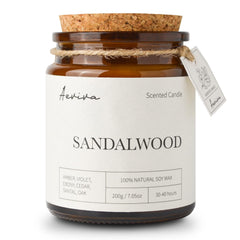 Aeviva Sandalwood amber jar candle with wooden wick, 7.05 oz