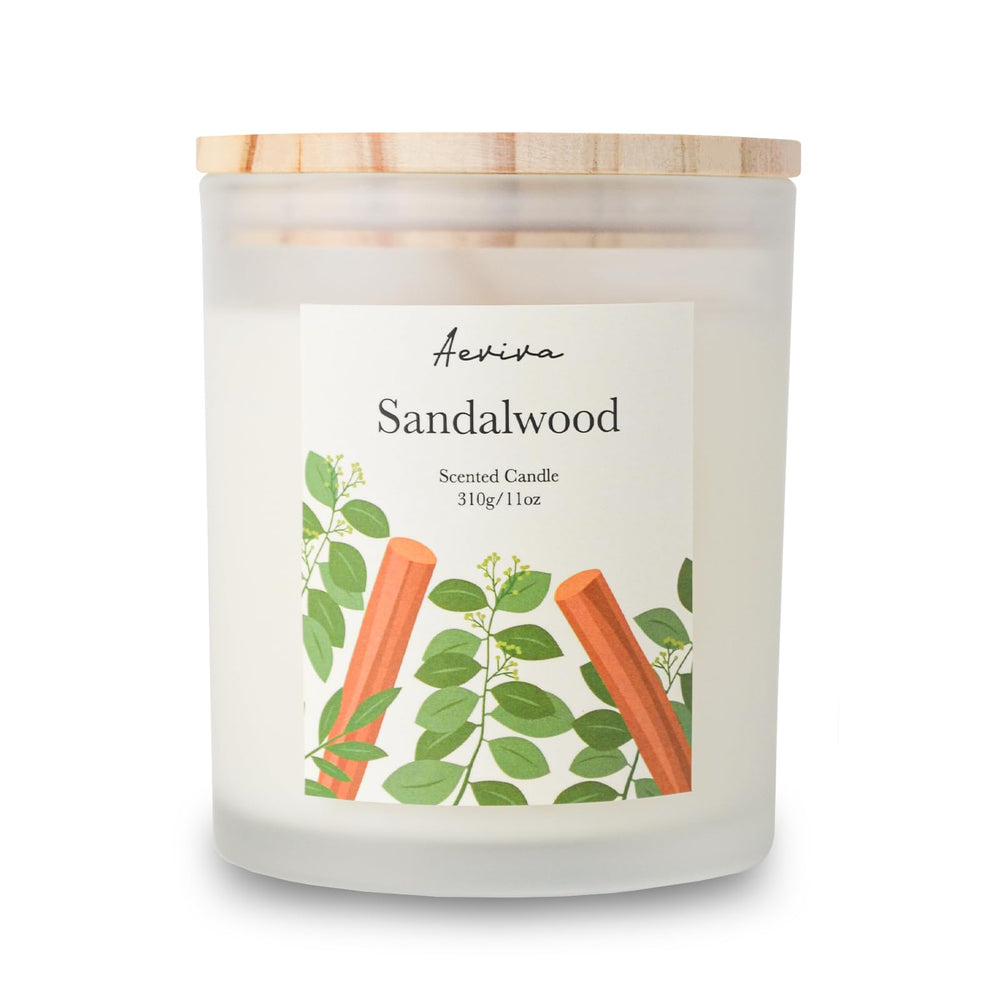 Aeviva Sandalwood Scented Candle 11oz jar - front view