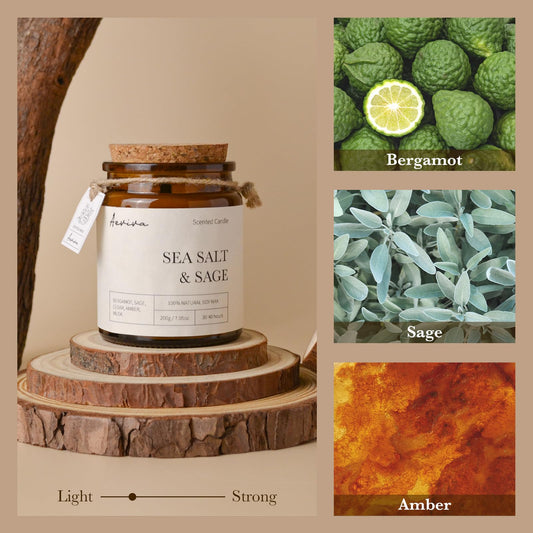 Amber jar candle showing double wooden wicks