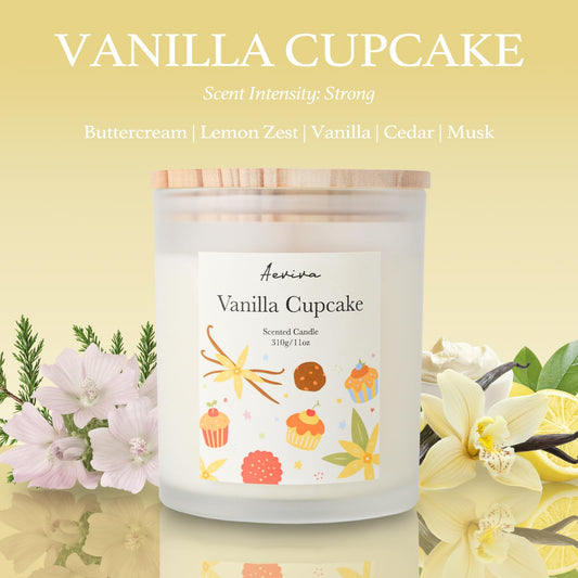 Natural soy wax close-up of vanilla cupcake candle