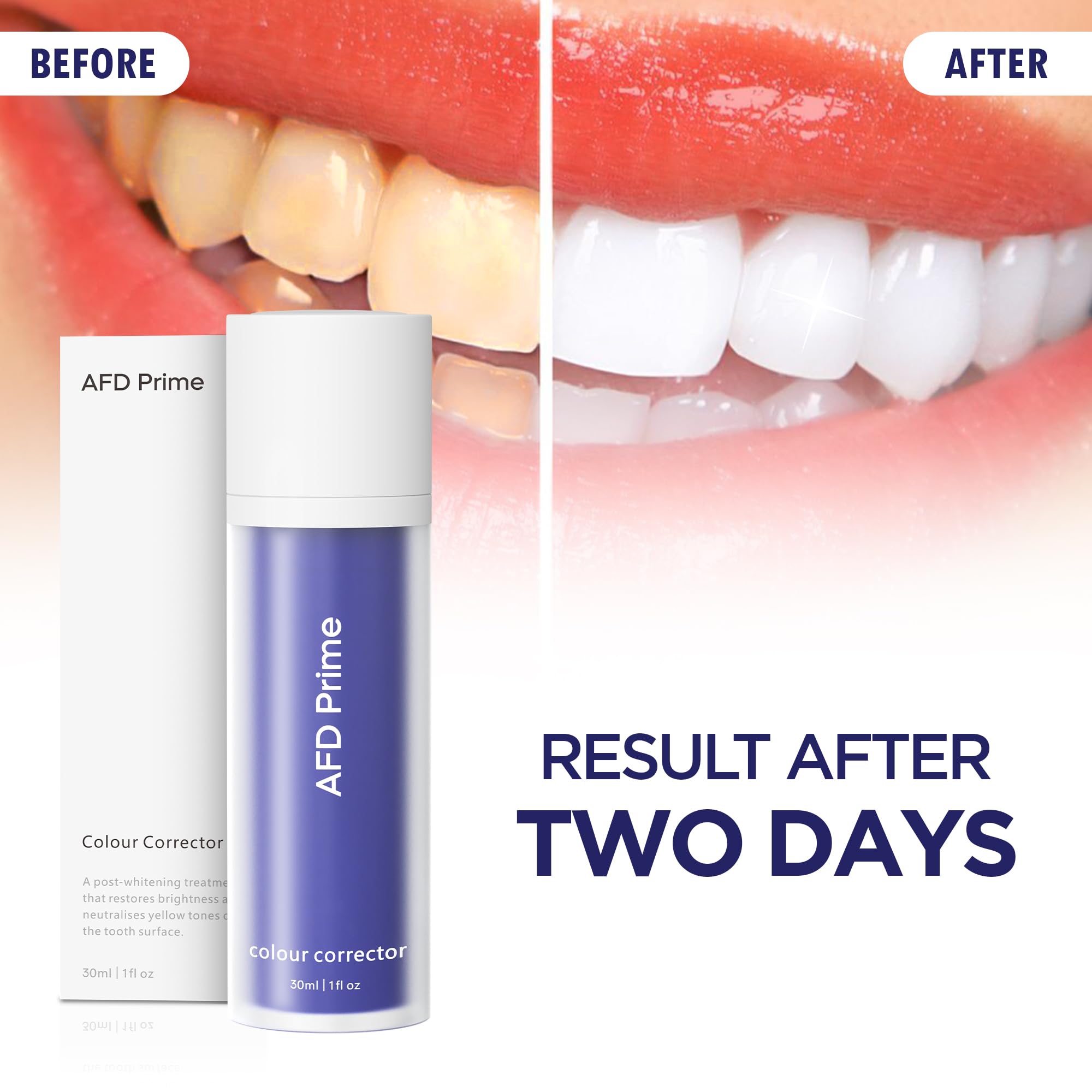 Front view of AFD Prime Purple Toothpaste packaging