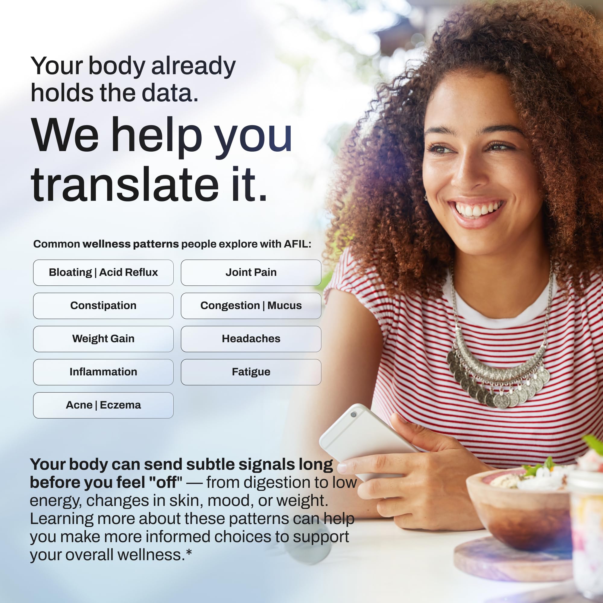 Sample of interactive wellness report for AFIL test kit