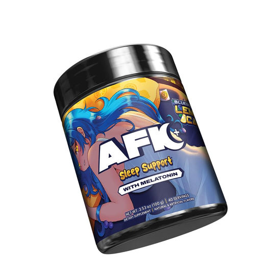 Close-up of AFK+® bottle label highlighting magnesium and melatonin