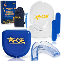 Front view of the 2-pack dual-mold night guards in clear and blue
