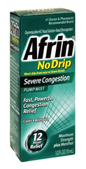 Afrin No Drip Severe Congestion Pump Mist bottle delivers quick nasal relief.