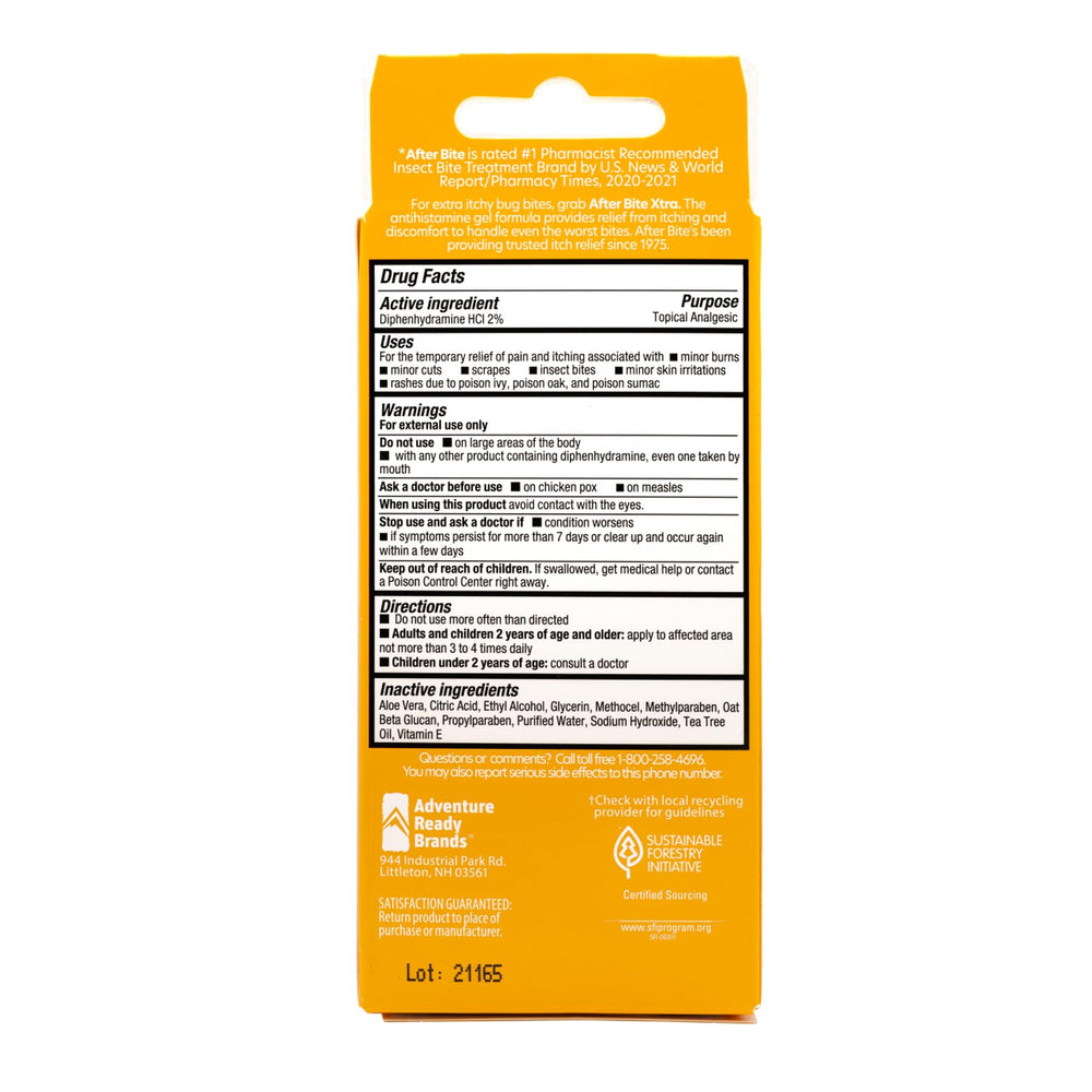 After Bite Xtra Formula cruelty-free ingredients for safe use on skin