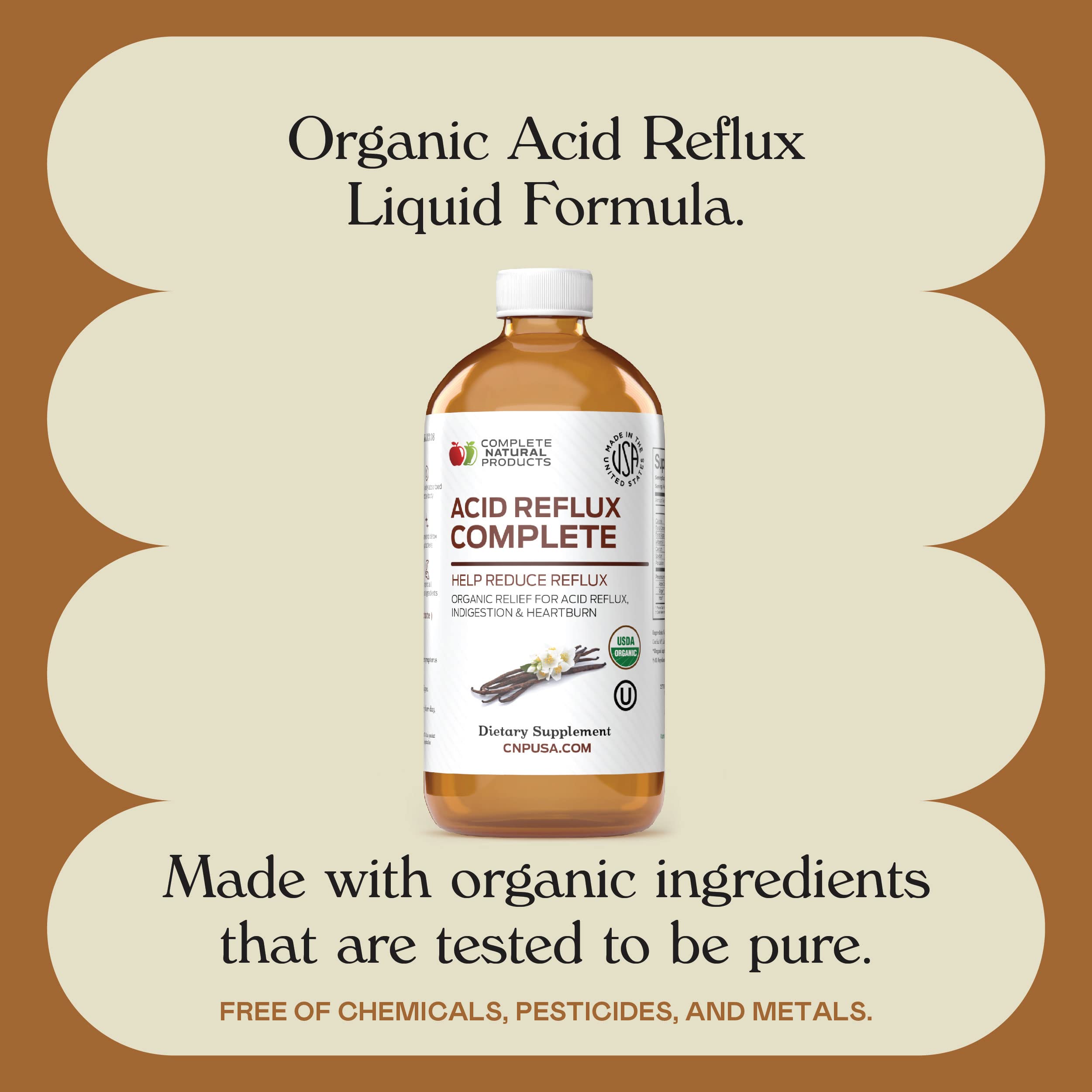 After-meal use with Acid Reflux Complete—convenient liquid intake for occasional reflux comfort.