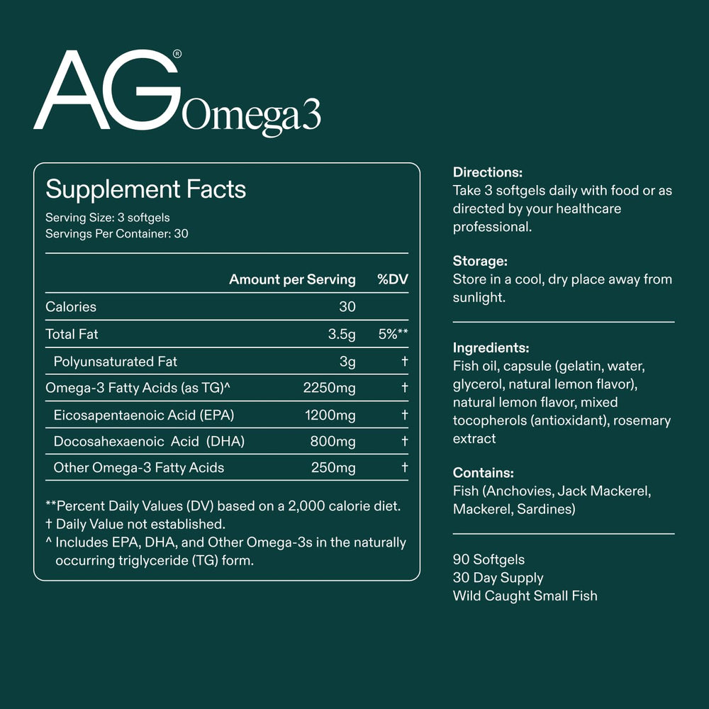 AG1 Omega3 Softgels capsules closeup emphasizes the natural lemon flavor and odor-free capsules