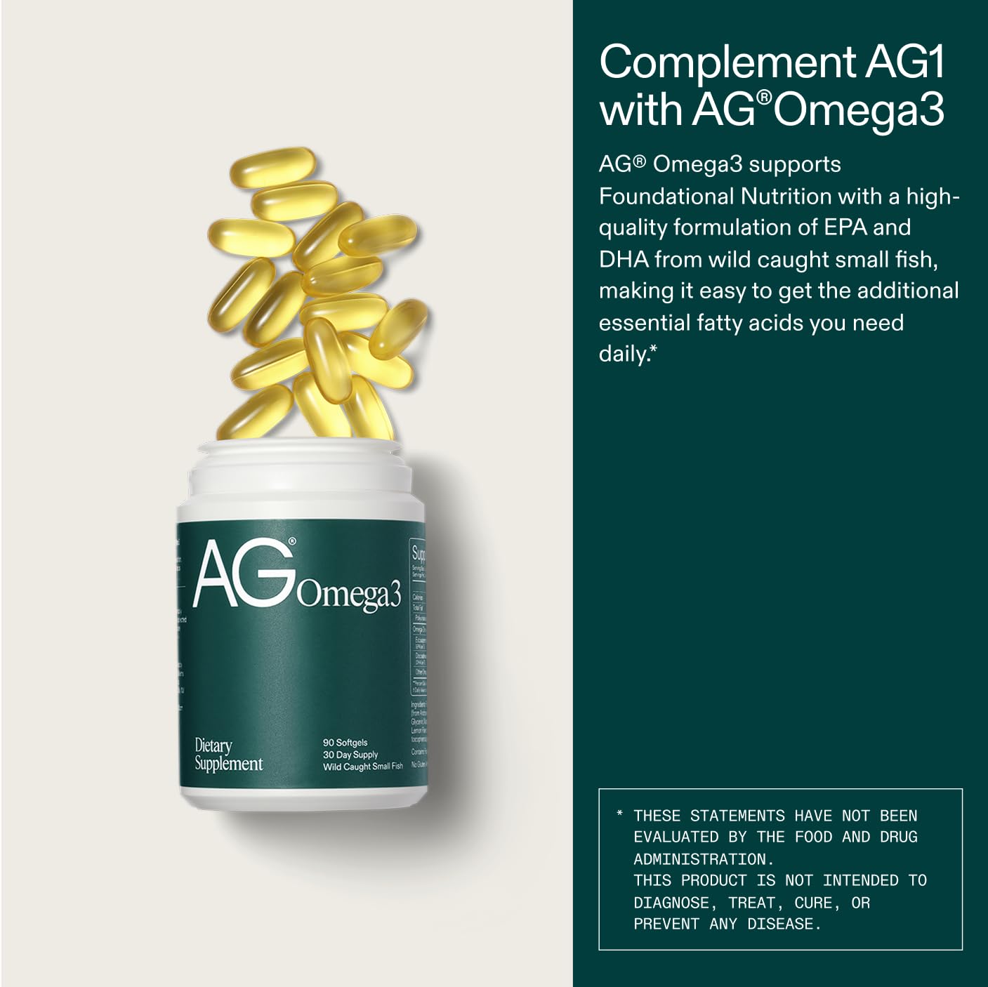 AG1 Omega3 Softgels NSF-certified stamp image communicates independent quality