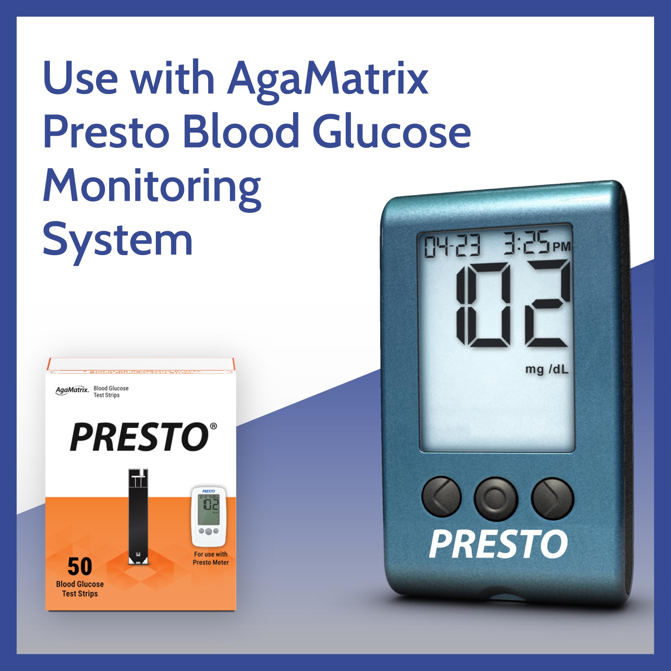 AgaMatrix Presto strip dispense action demonstrates quick, accurate sample entry.