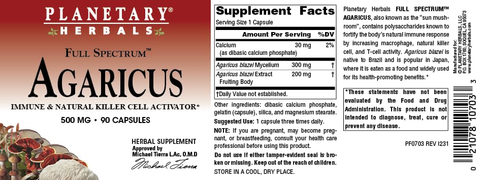 Supplement facts and ingredients panel