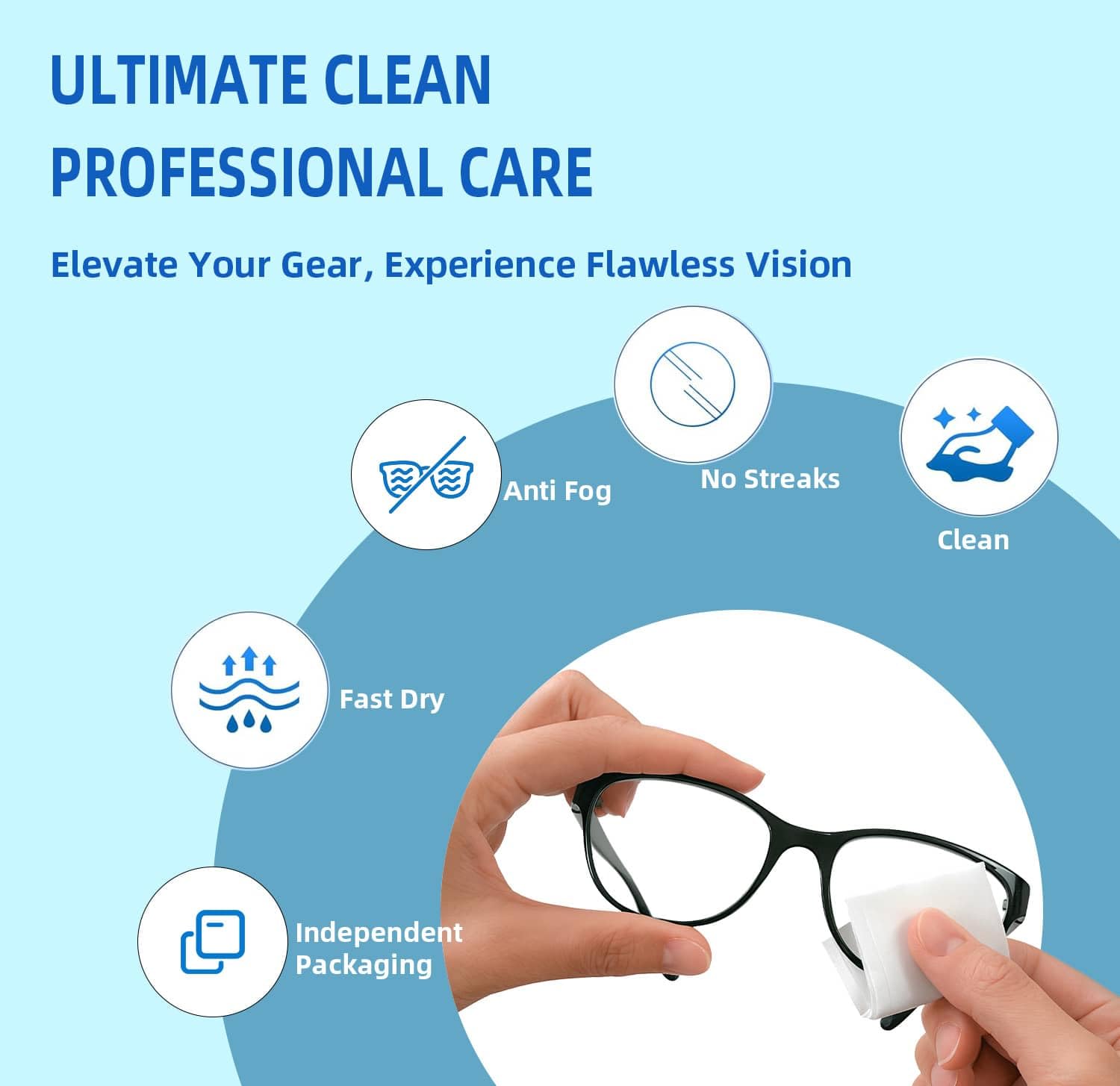 Individually wrapped anti-fog lens wipe