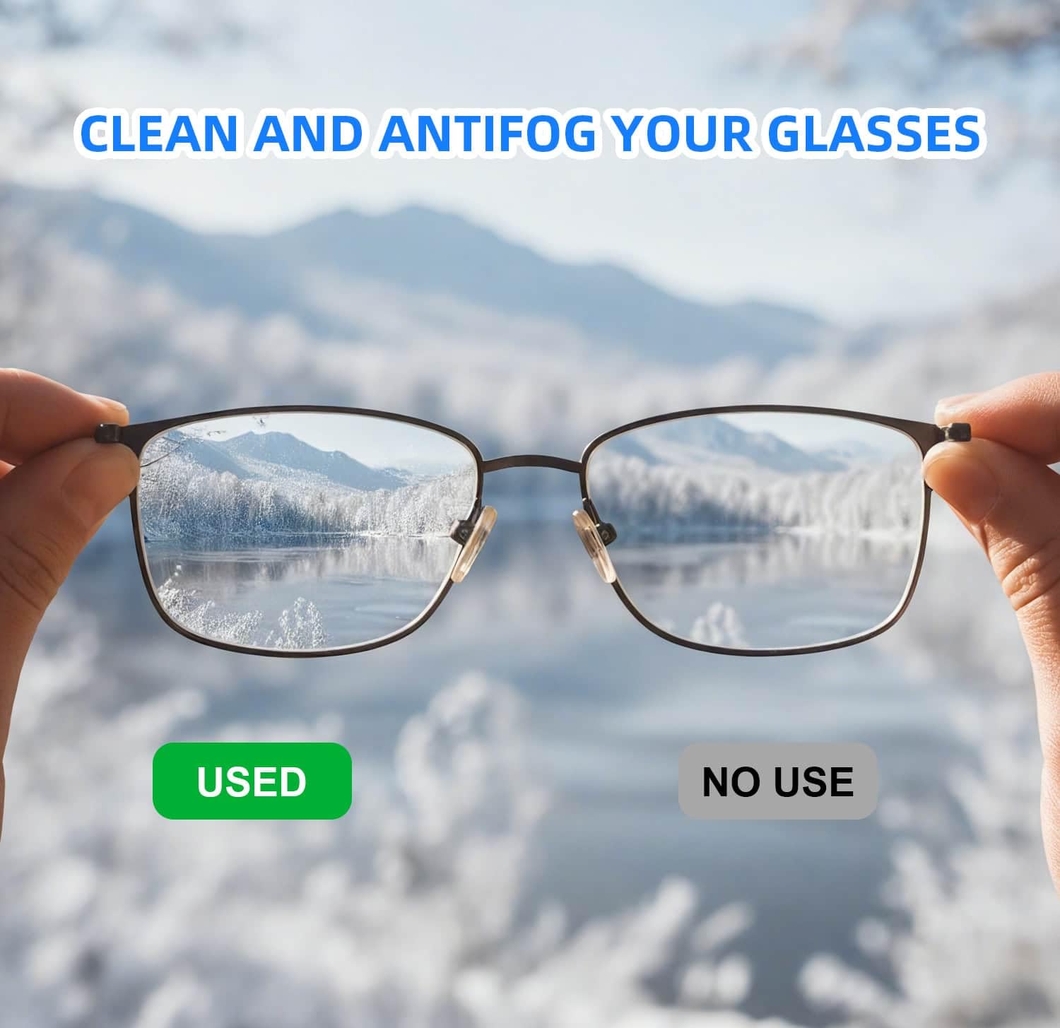 Quick-dry, residue-free anti-fog wipe for various surfaces